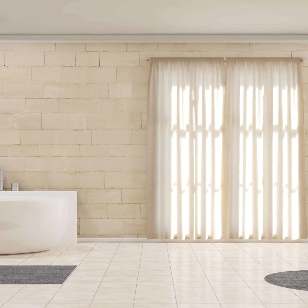 Badezimmer mit Waschbecken und Badewanne als Panorama