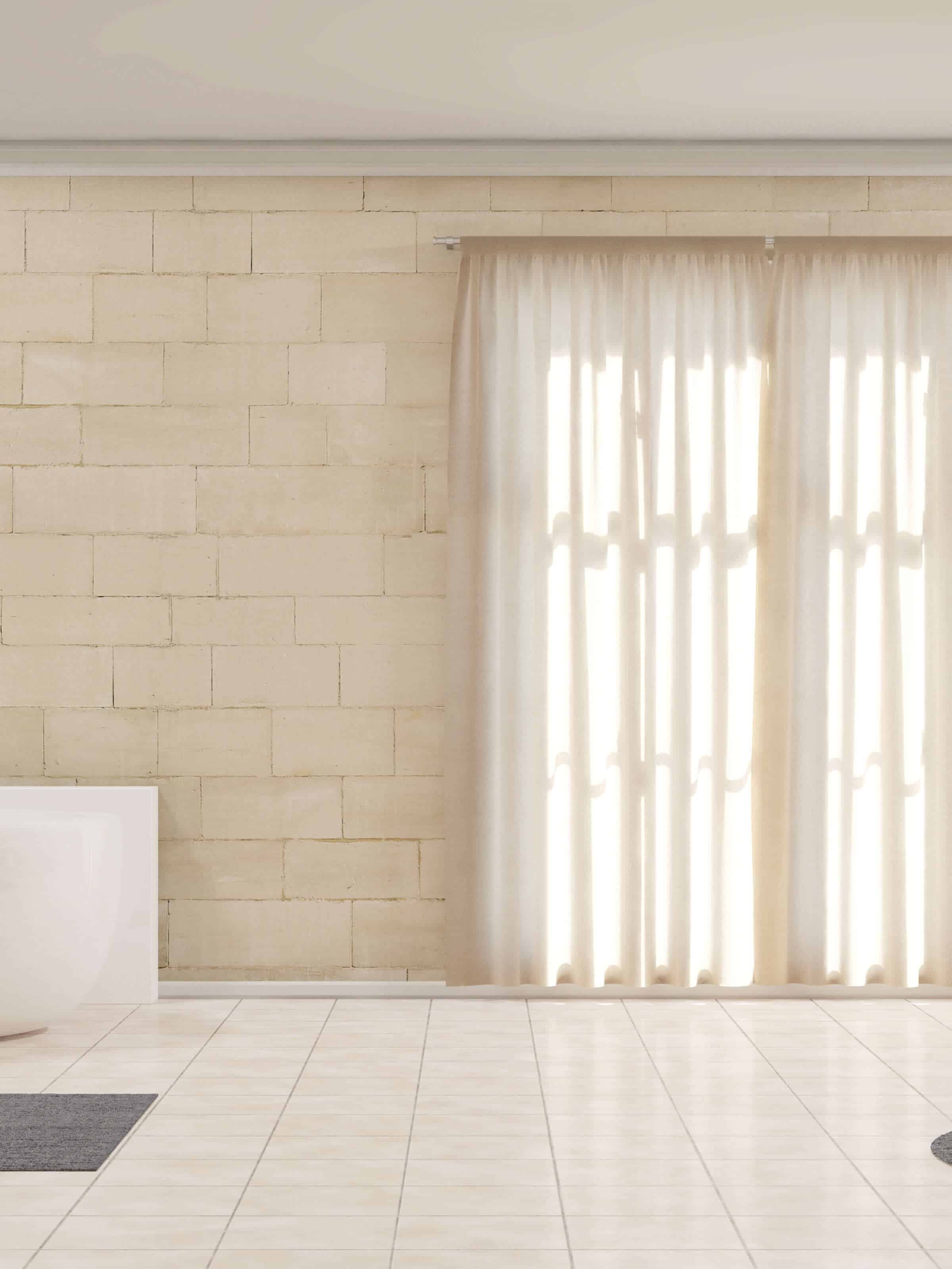 Badezimmer mit Waschbecken und Badewanne als Panorama